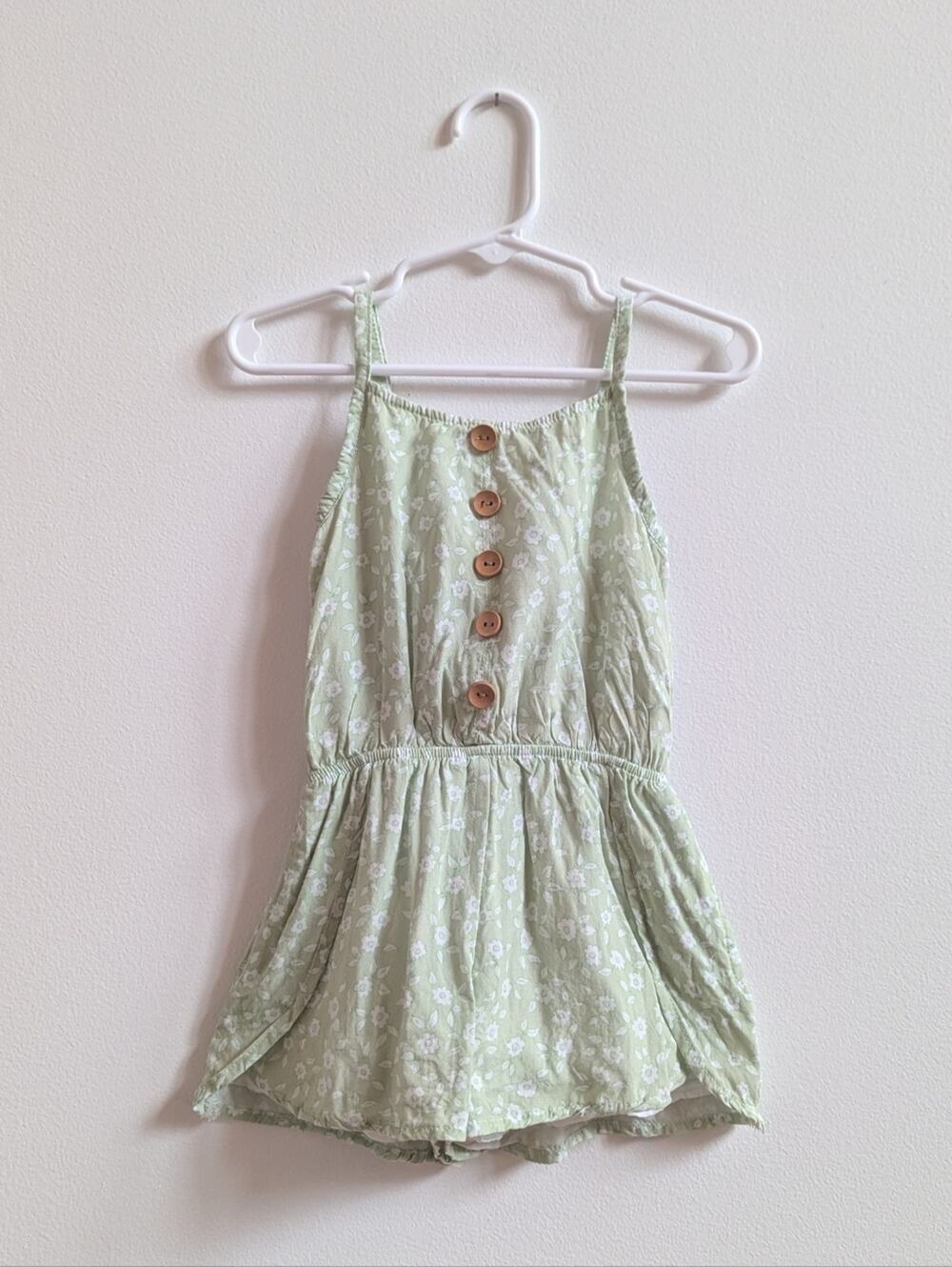 SweetHoney Romper Girls 2-3T Green Floral Shorts